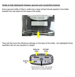 FSA guide to identifying counterfeit bottles - click to view full size