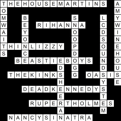 Bartenders Crossword Songs About Drink and Drinking Edition BarLifeUK
